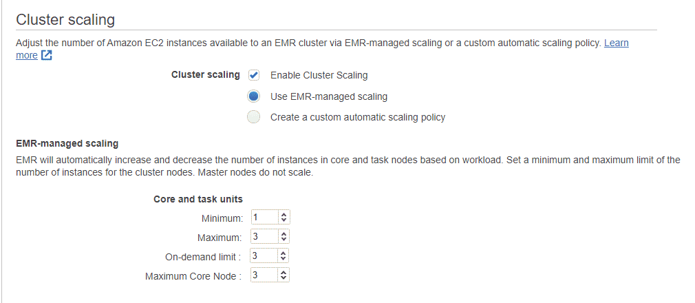 Cluster Scaling Options for EMR