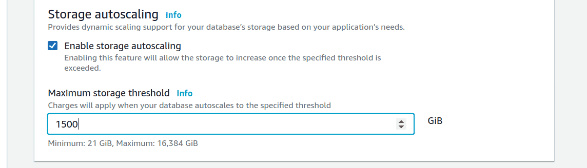 Enabling a storage threshold for auto-scaling