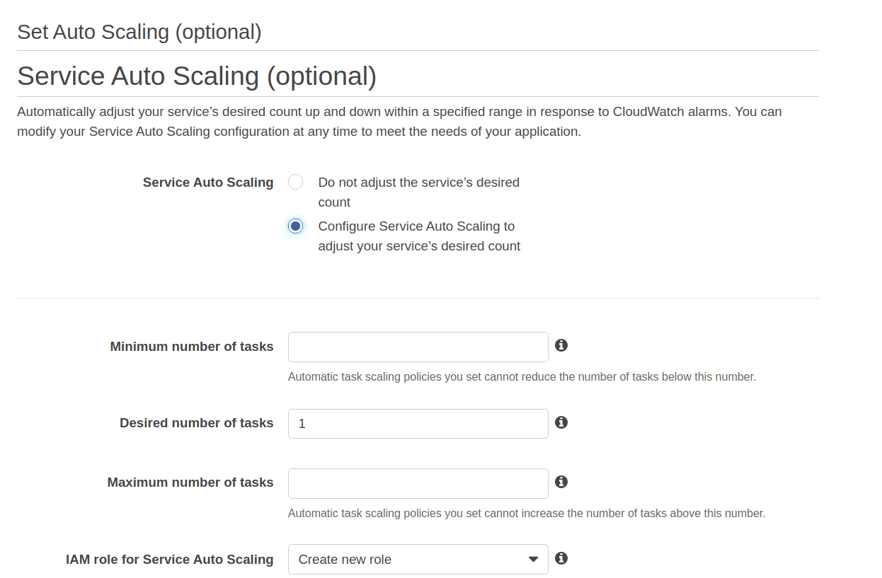 Set auto scaling - AWS ECS Auto Scaling