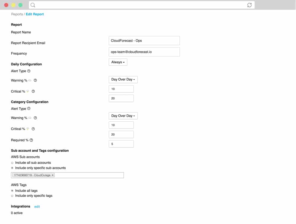 CloudForecast - customized spend alerts for specific projects, regions, or tags