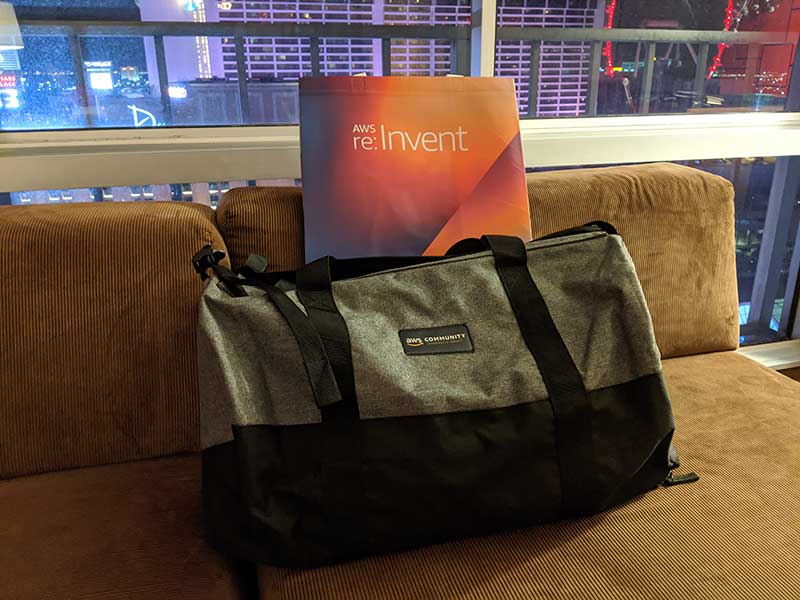 A duffel at the AWS Community Leaders event