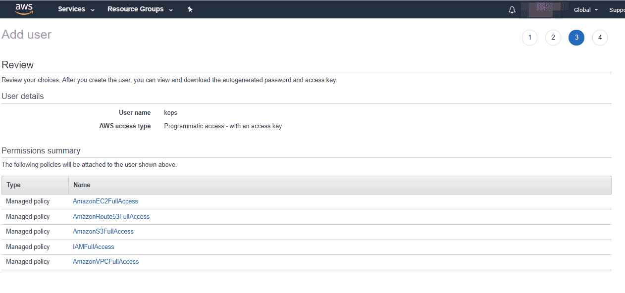 IAM user permission review on AWS console