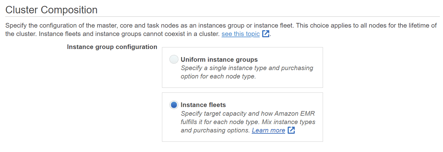 AWS EMR Groups or Fleets?