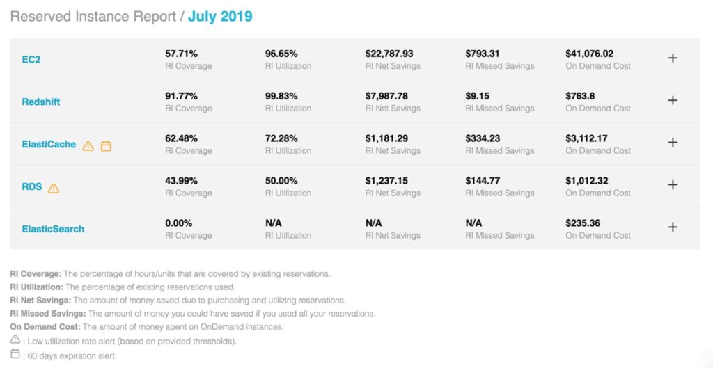 Reserved instances monthly report