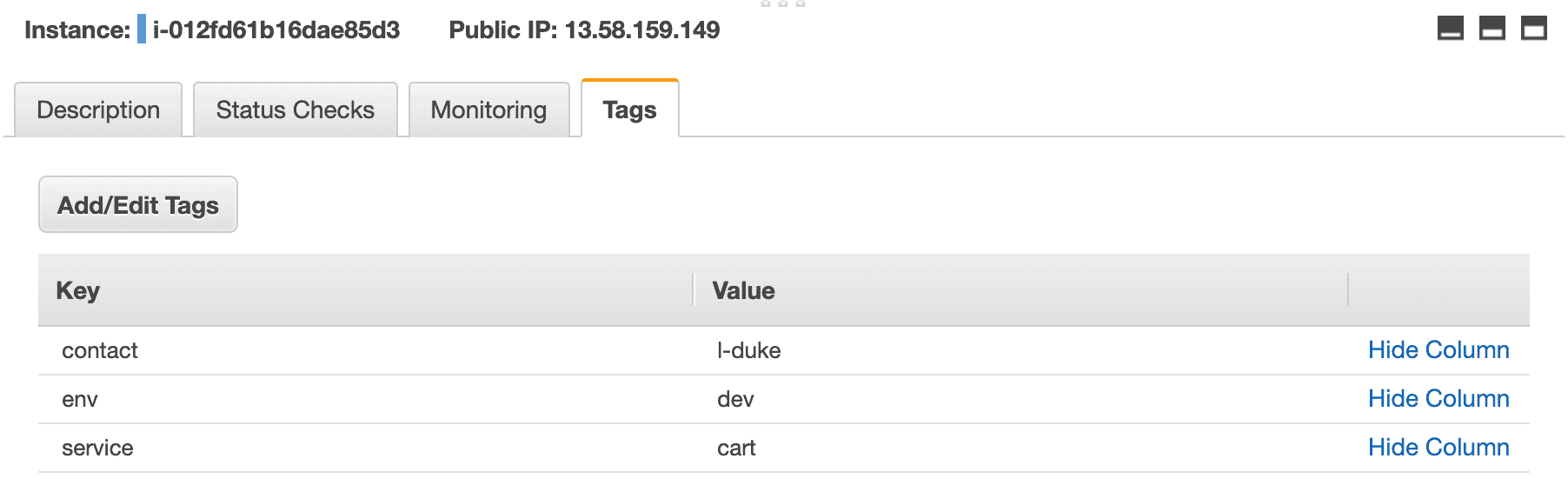 AWS tags will be automatically updated in the AWS console