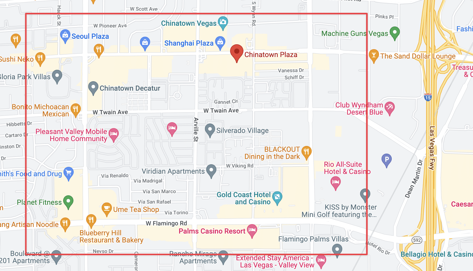 Las Vegas Chinatown - in Google maps 