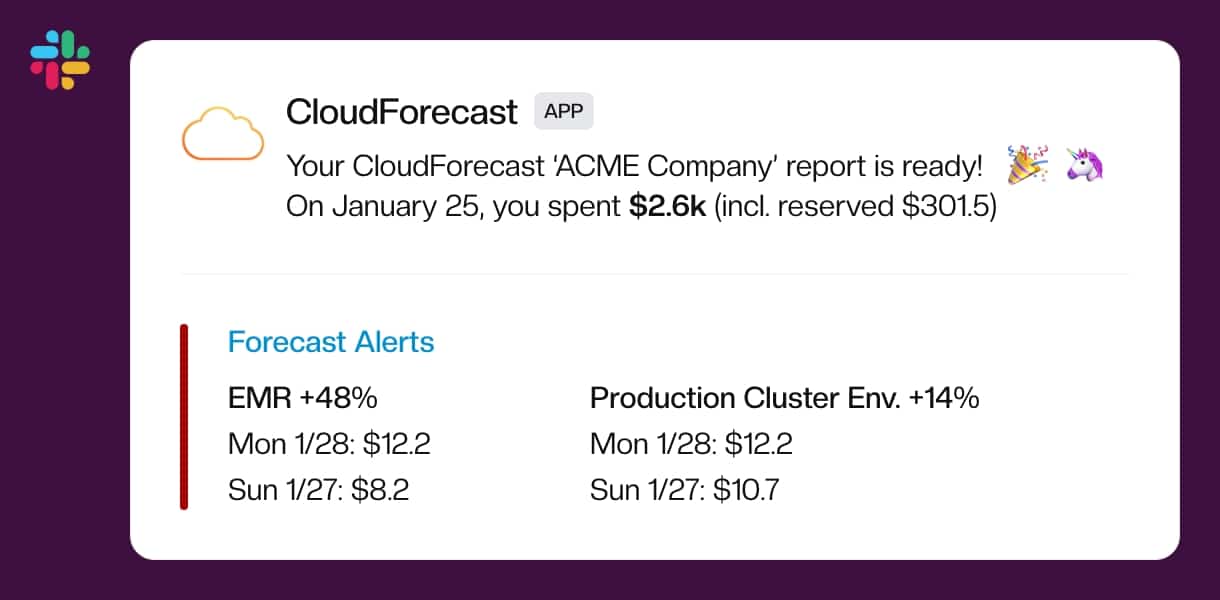 Understand aws cost trending via slack