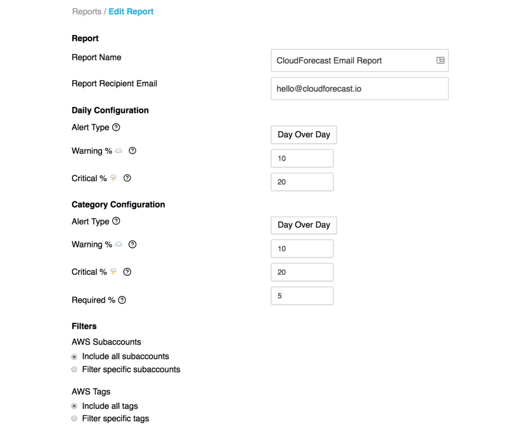 The AWS lambda functions would process the report on a daily basis