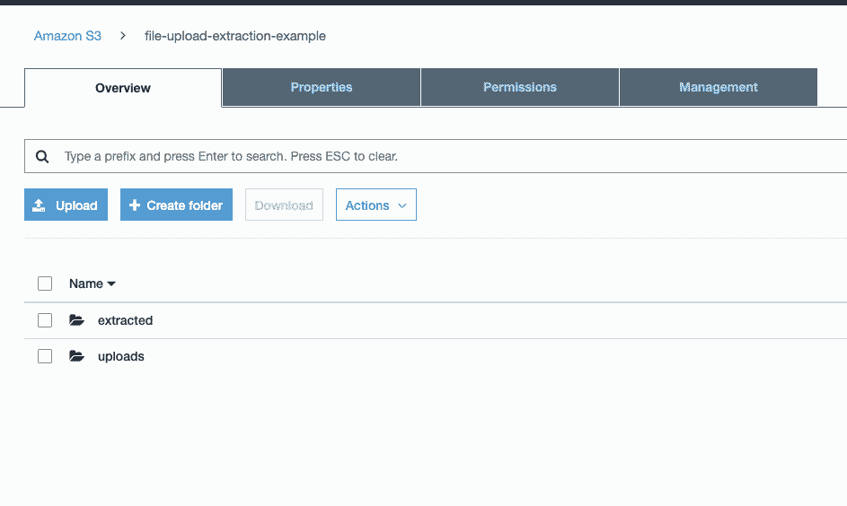 Checking the S3 bucket - confirm that our extract content function worked