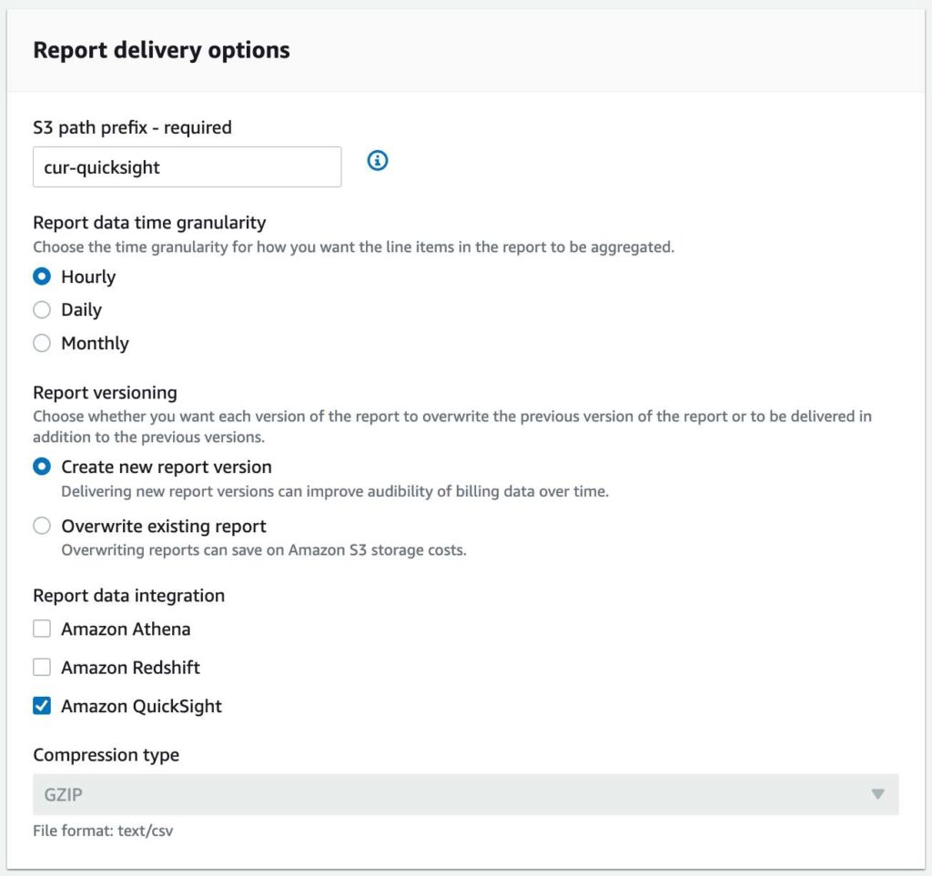 Ensure that Report data integration is set up to Amazon QuickSight