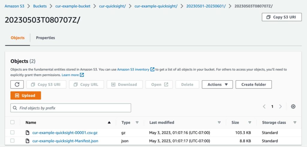 Checking both of these files are in the S3 bucket you specified for your CUR report