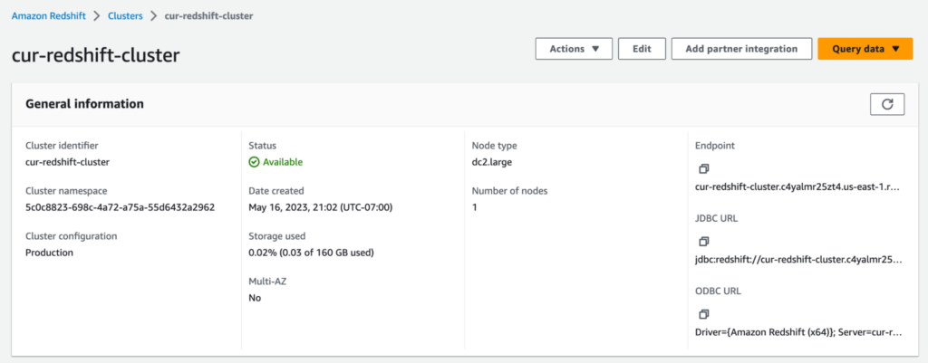 creating your cluster with Redshift