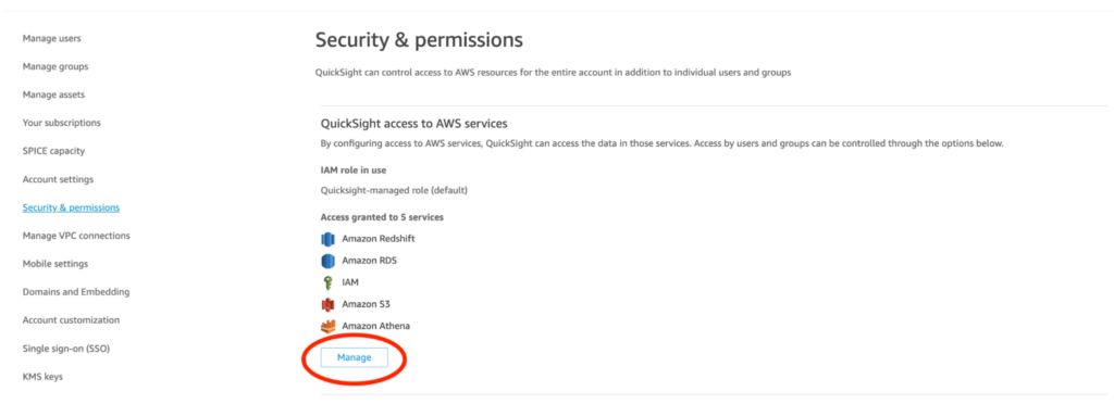 Manage QuickSight