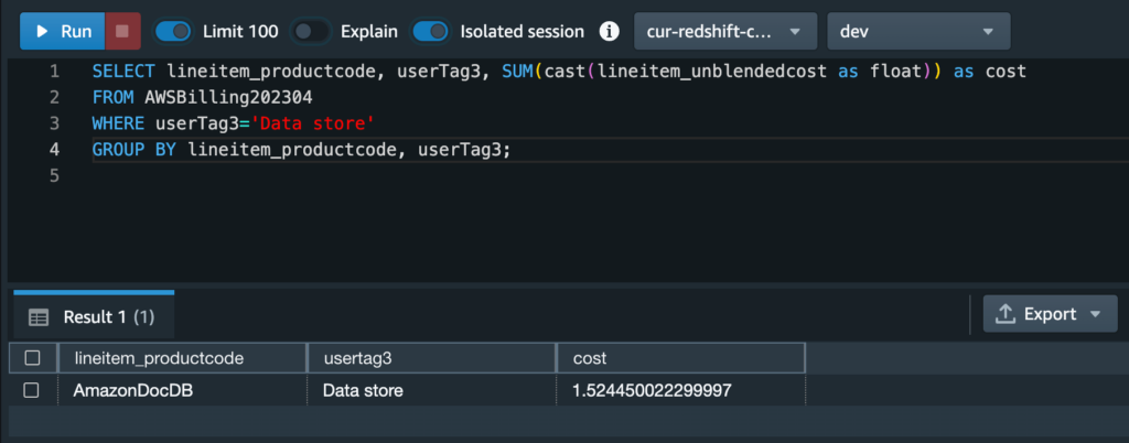 Find out data store related costs for the Squirtle app