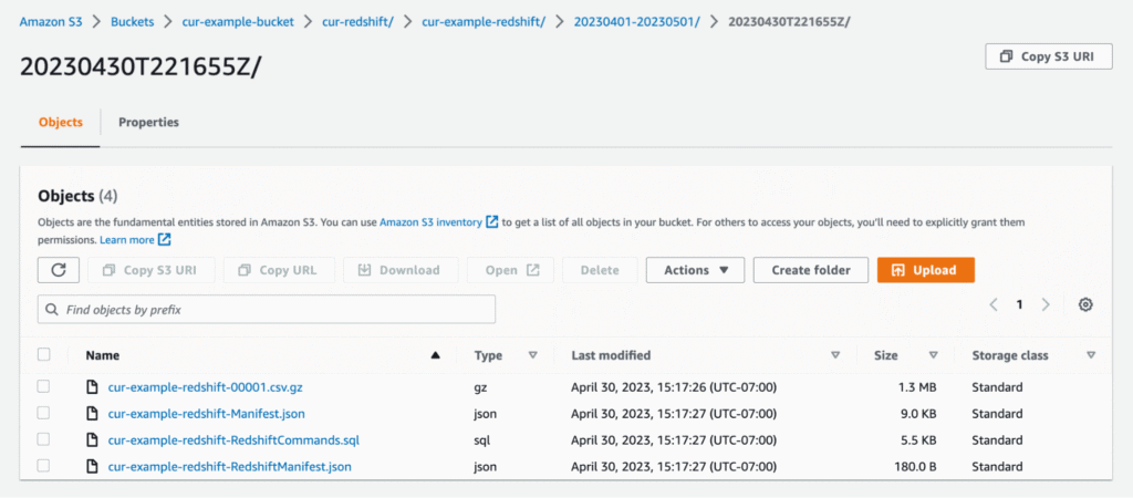 AWS automatically uses the CSV format for your CUR files