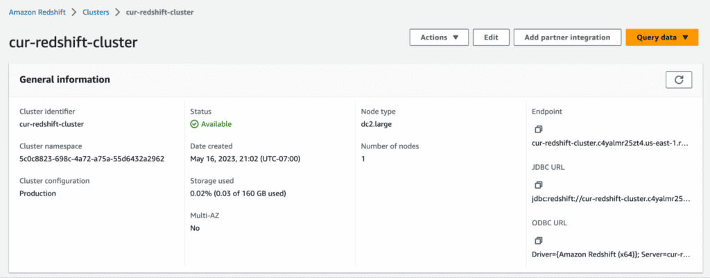 creating your cluster with Redshift