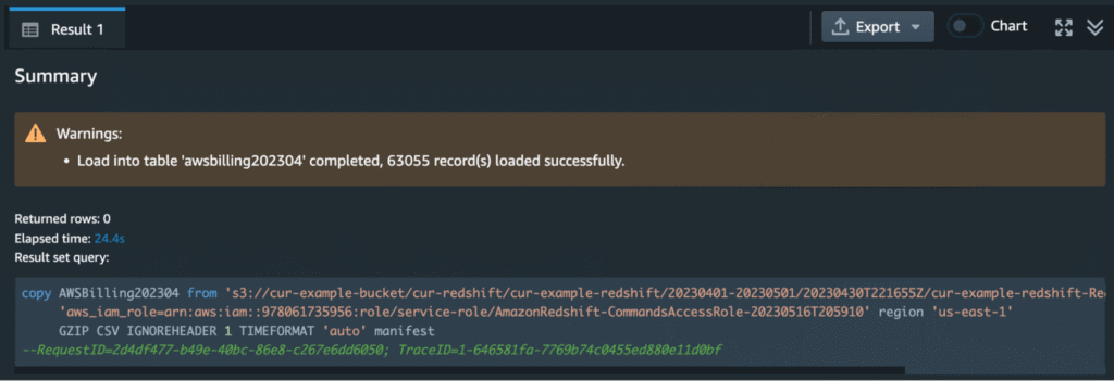 Replace the values of AWS role and S3 bucket region