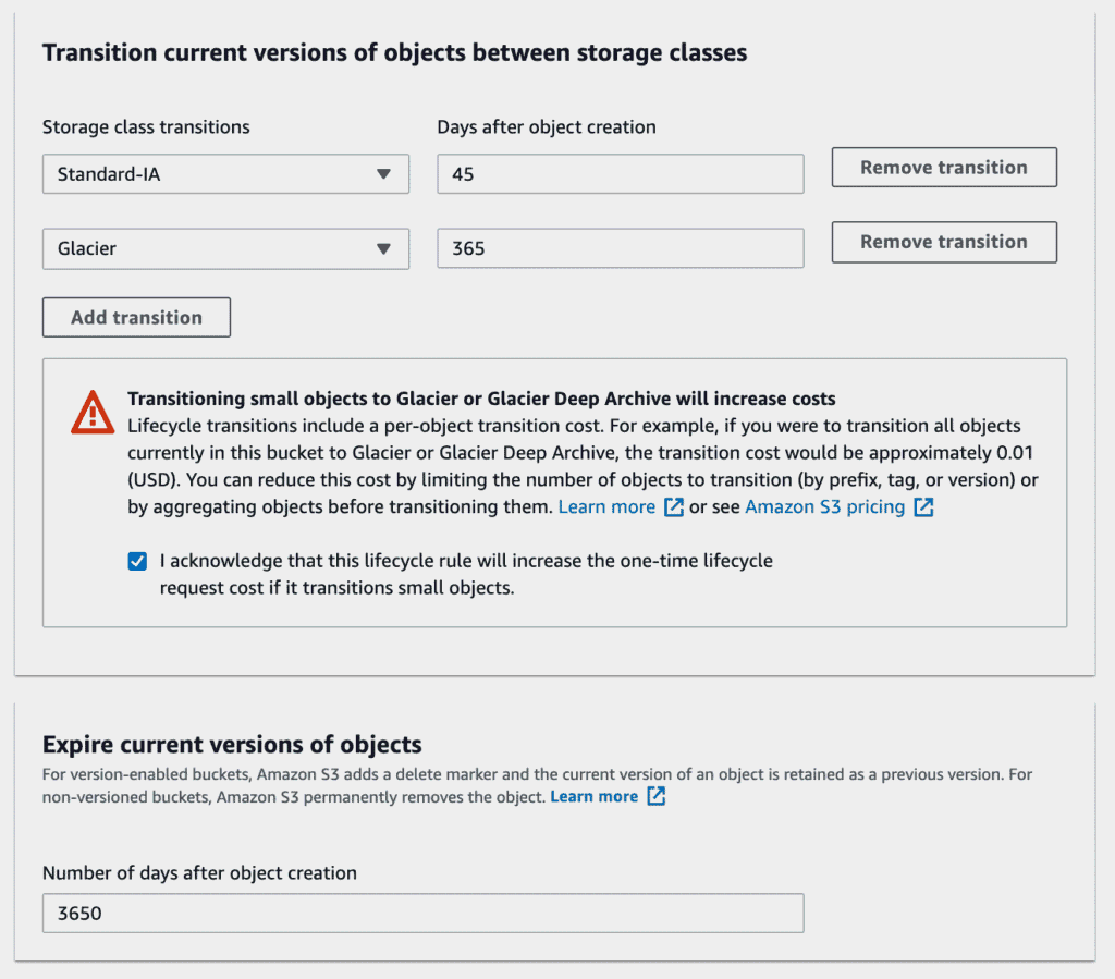Transition current versions