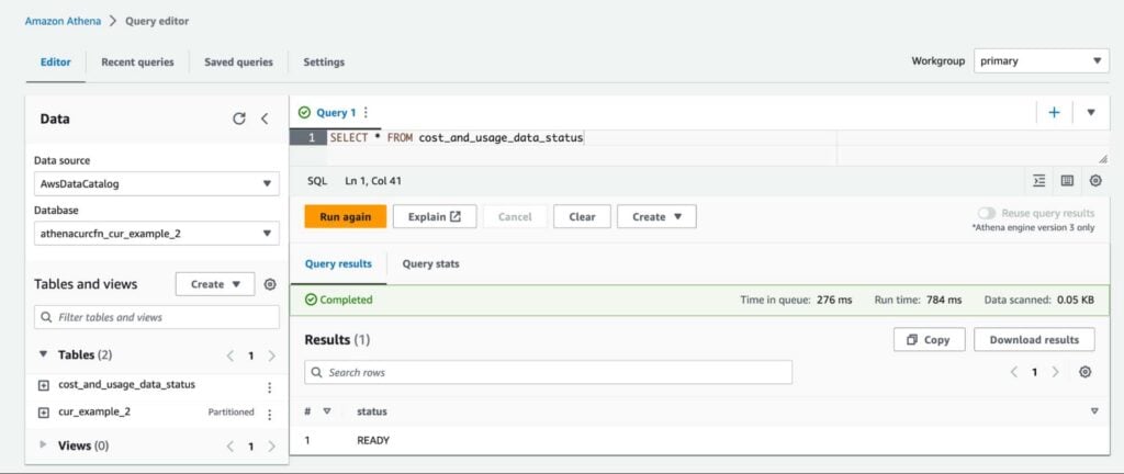 CUR file is ready for querying