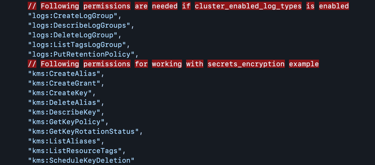 Required permissions for a K8s-EC2 deployment with Terraform