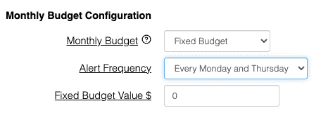 Monthly budget configuration - alert frequency
