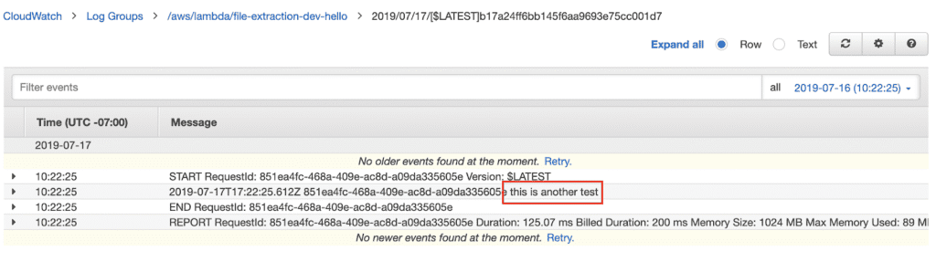 CloudWatch logs - via the CLI or the console