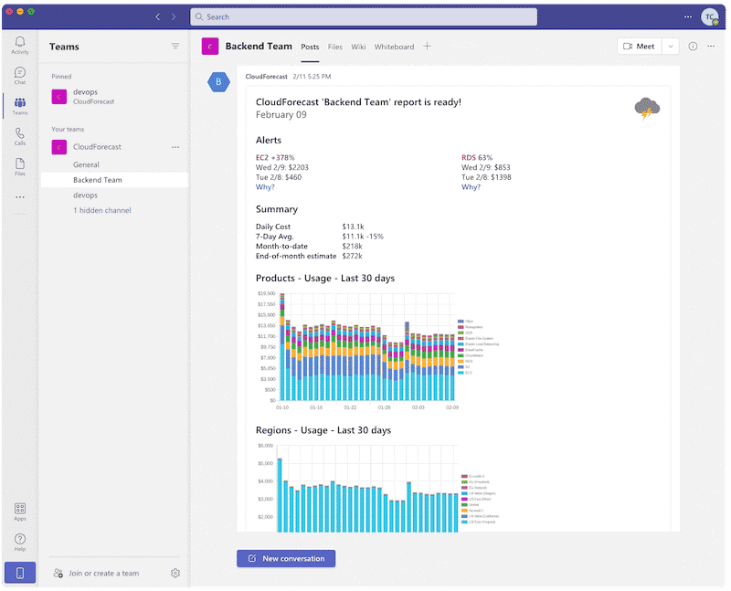 AWS Cost Management in Microsoft Teams